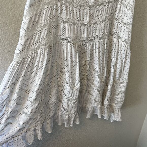 Intimately Free People Mini Slip Dress XS Swing Trapeze White Polka Dot Lacey - Picture 6 of 10